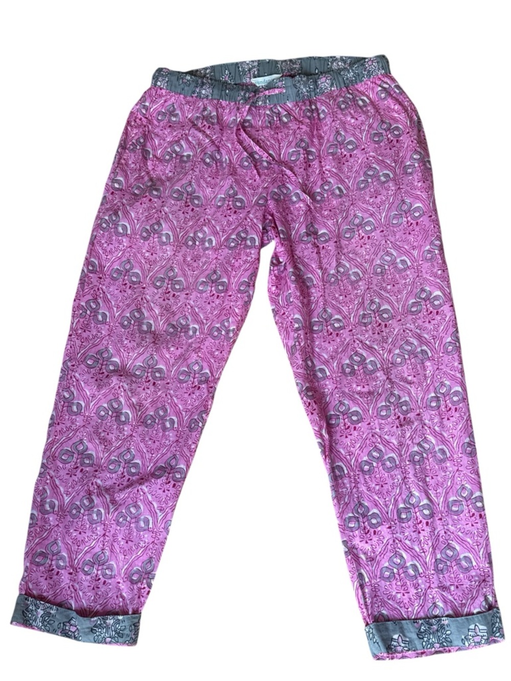 Sundance NEW Leia Relaxed Fit Drawstring Pants pink gray print Lounge XS